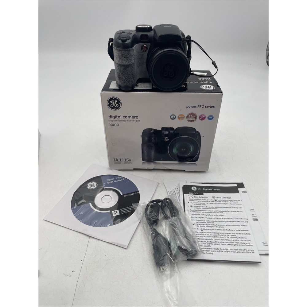 GE X400 Power Pro Digital Camera 14MP 15x Zoom+Battery+SD Card+CD+Manual+Box